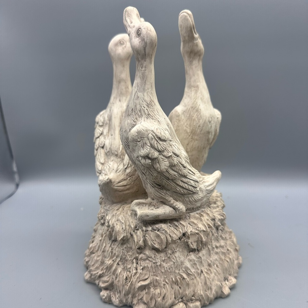 Hen & Feathers resin 3 duck sculpture